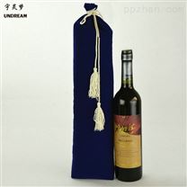 深圳厂家生产 蓝色绒布袋 红酒包装束口拉绳绒布袋