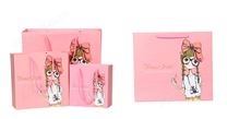 卡通女孩粉色唯美化妆品白卡纸袋定制