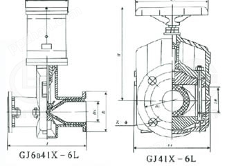 GJ6B41X-6L常闭型气动管夹阀 GJ41X-6L管夹阀 外形尺寸图