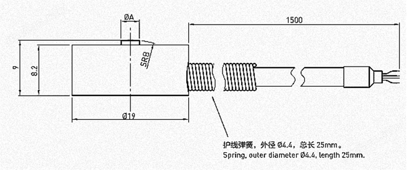 压式结构测力传感器F1817系列尺寸图