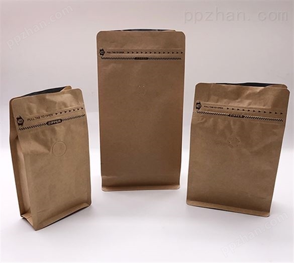 排气阀牛皮纸八边封咖啡包装袋生产厂家